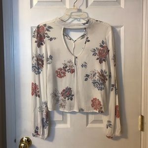 white floral long sleeve top
